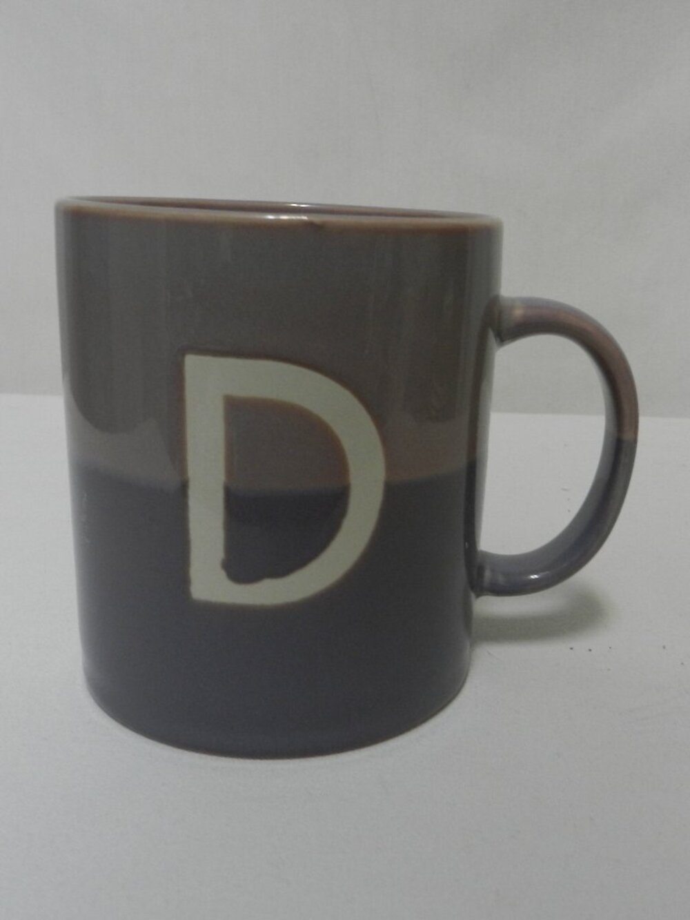 Sur La Table Color Block Monogram D Mug Cup 15oz purple dish micro safe NEW NWT
